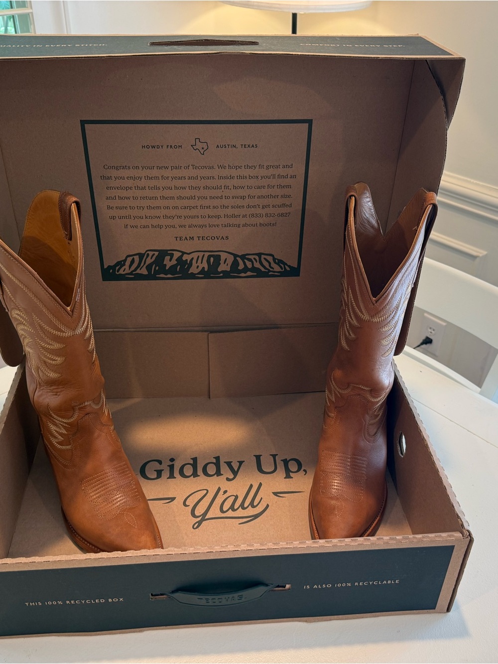 Tecovas Annie Brown Leather Western Heeled Boots - 8.5 B Bovine Caramel - Picture 11 of 16